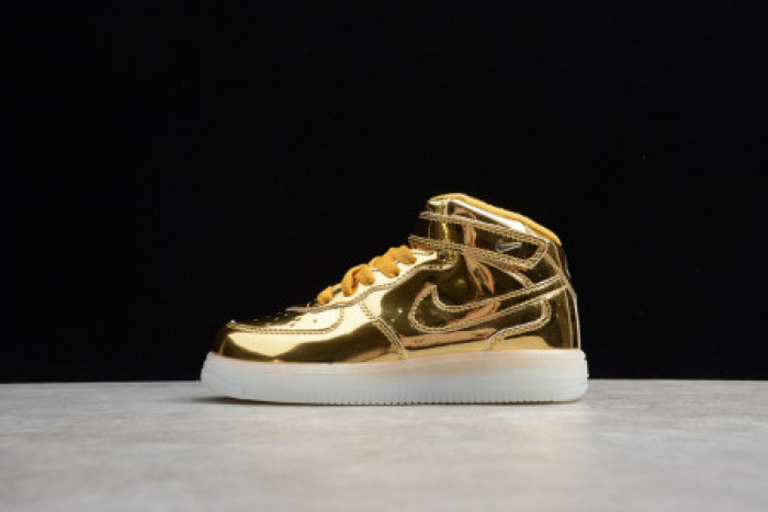 KIDS NIKE AIR FORCE 1 MID WB METALLIC GOLD 314197-8100