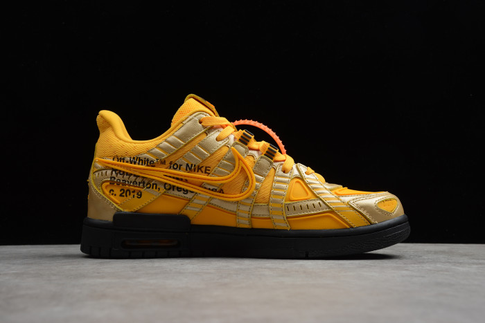 OFF WHITE NIKE AIR RUBBER DUNK "UNIVERSITY GOLD" CU6015-700