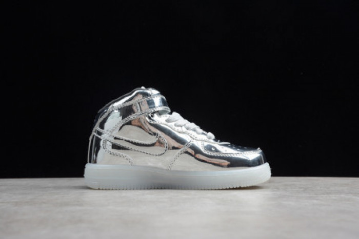 KIDS NIKE AIR FORCE 1 MID WB METALLIC SILVER 314197-8500