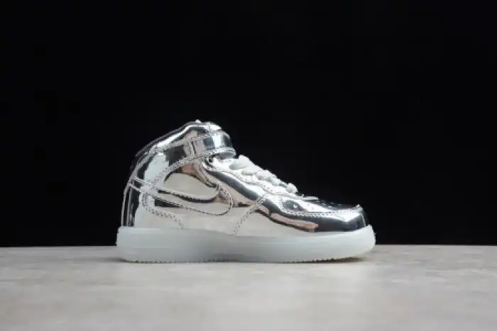 Cheap KIDS NIKE AIR FORCE 1 MID WB METALLIC SILVER 314197-8500