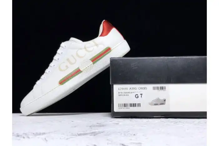 Rep GUCC ACE EMBROIDERED LOW-TOP SNEAKER WHITE WITH LOGO