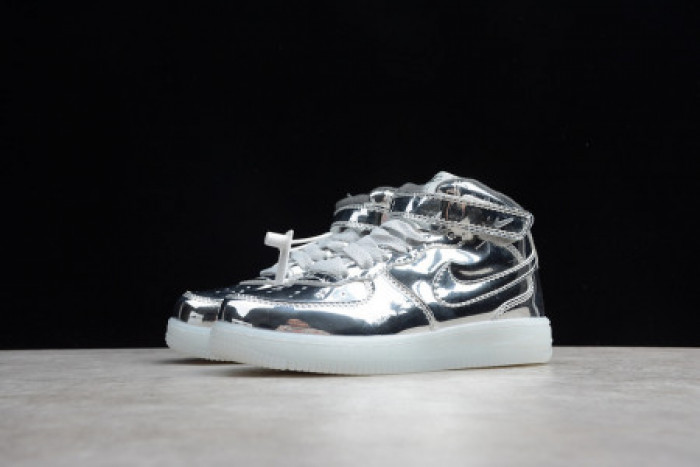 KIDS NIKE AIR FORCE 1 MID WB METALLIC SILVER 314197-8500