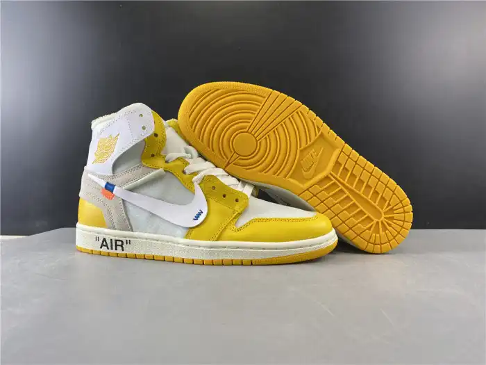 Cheap Air Jordan 1 x Off-White NRG White Dark Powder Yellow-Cone AQ0818-149