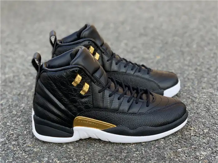 Cheap Air Jordan 12 Retro 'Reptile' Black Metallic Gold-White AO6068-007