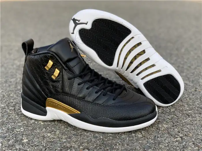 Cheap Air Jordan 12 Retro 'Reptile' Black Metallic Gold-White AO6068-007