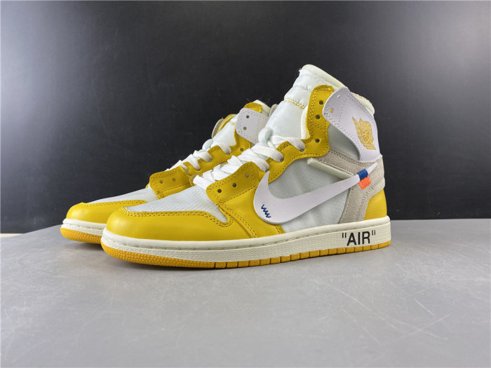 Onekick Air Jordan 1 x Off-White NRG White Dark Powder Yellow-Cone AQ0818-149