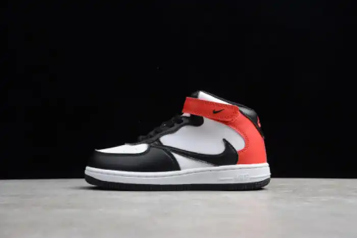 KIDS NIKE AIR FORCE 1 MID 07 X TRAVIS SCOTT WHITE BLACK RED 314197-016