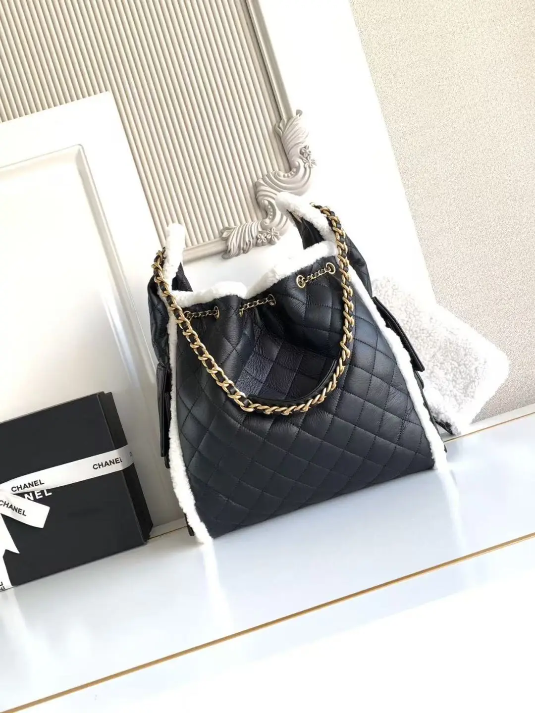 Chanel 25 Large Wool Hobo Bag AS5311 Black