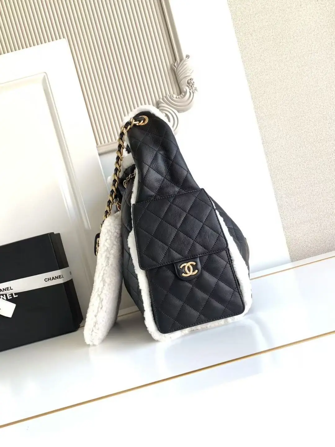 Chanel 25 Large Wool Hobo Bag AS5311 Black