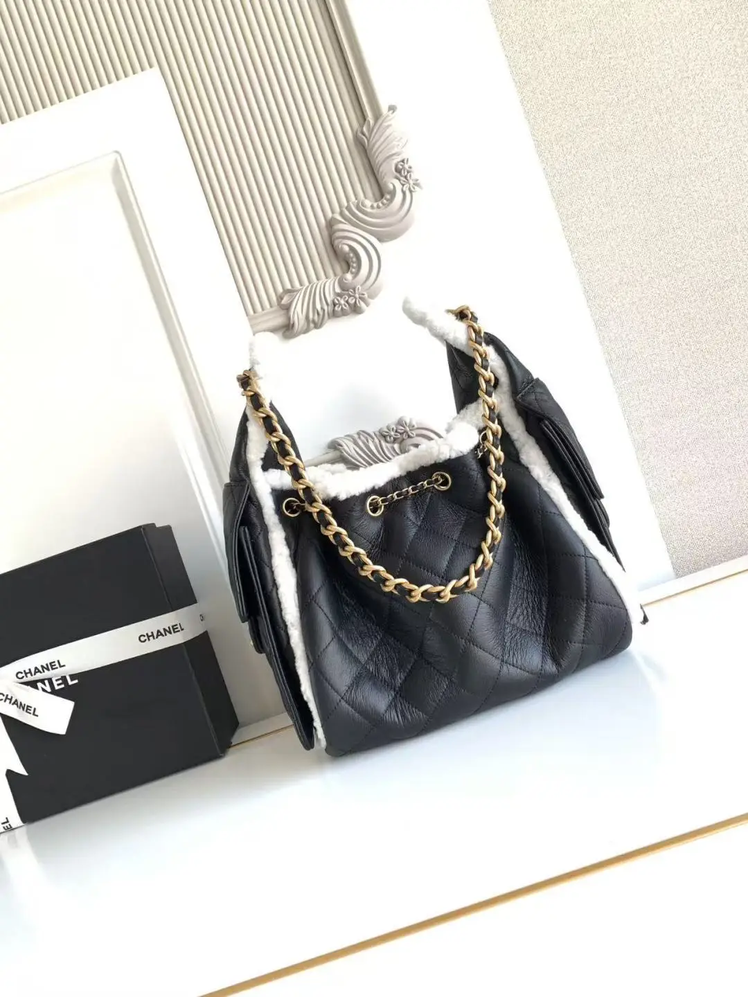 Chanel 25 Small Wool Hobo Bag AS5293 Black