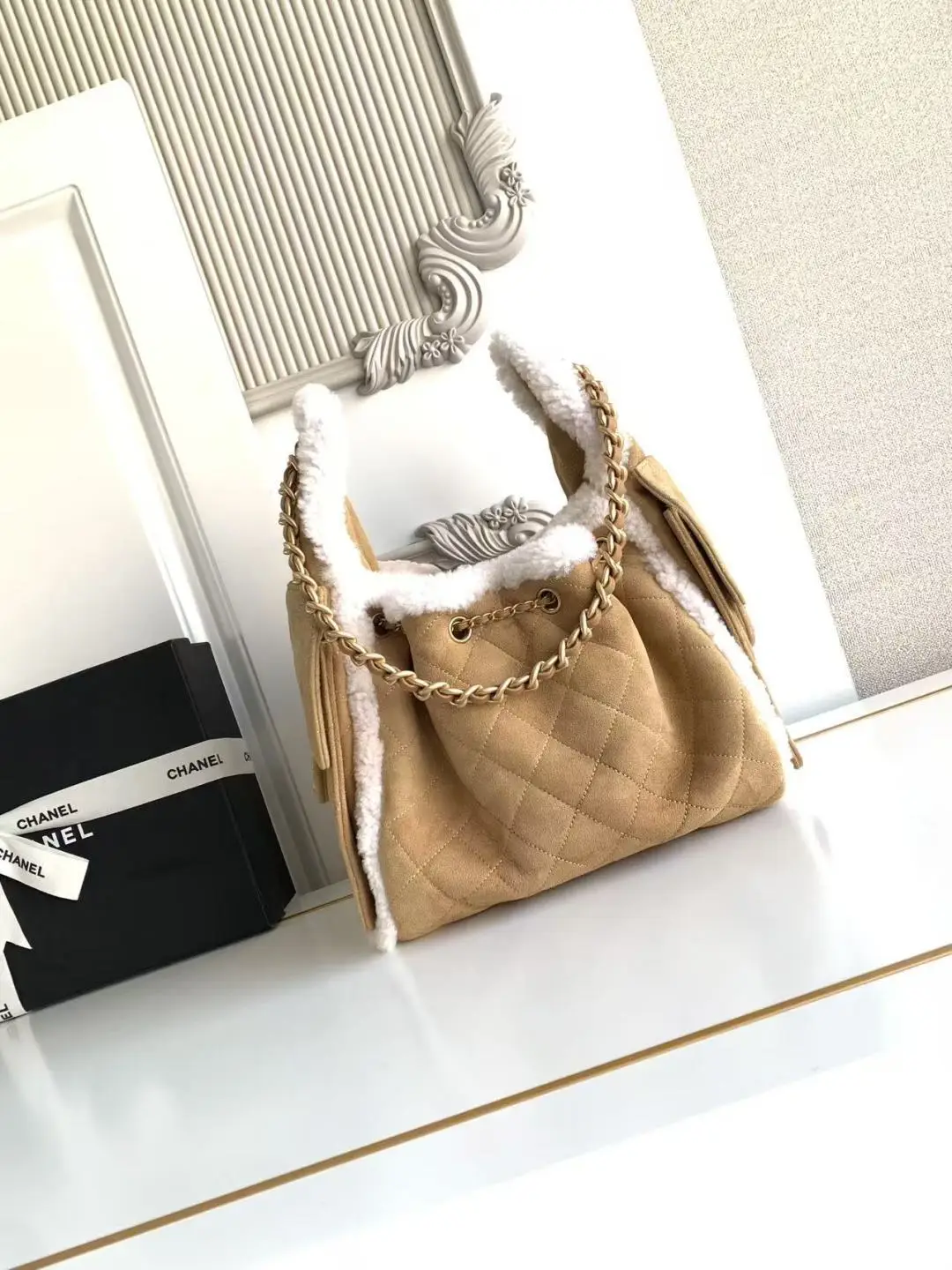 Chanel 25 Small Wool Hobo Bag AS5293 Brown