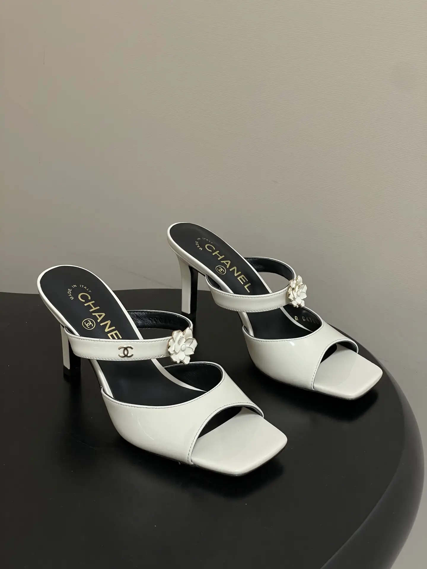 Chanel Camellia Strappy High-Heeled Sandals White