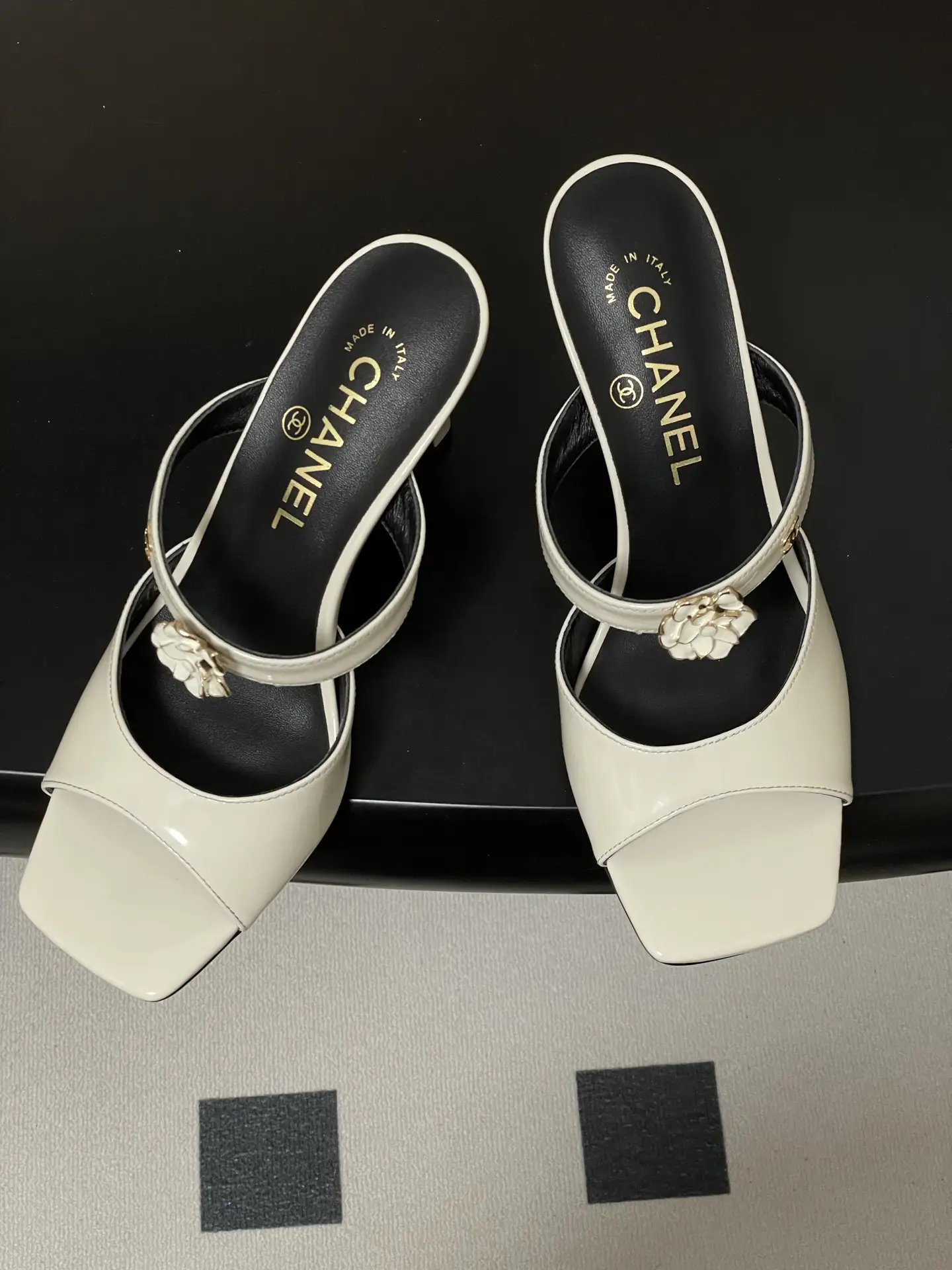 Chanel Camellia Strappy High-Heeled Sandals White