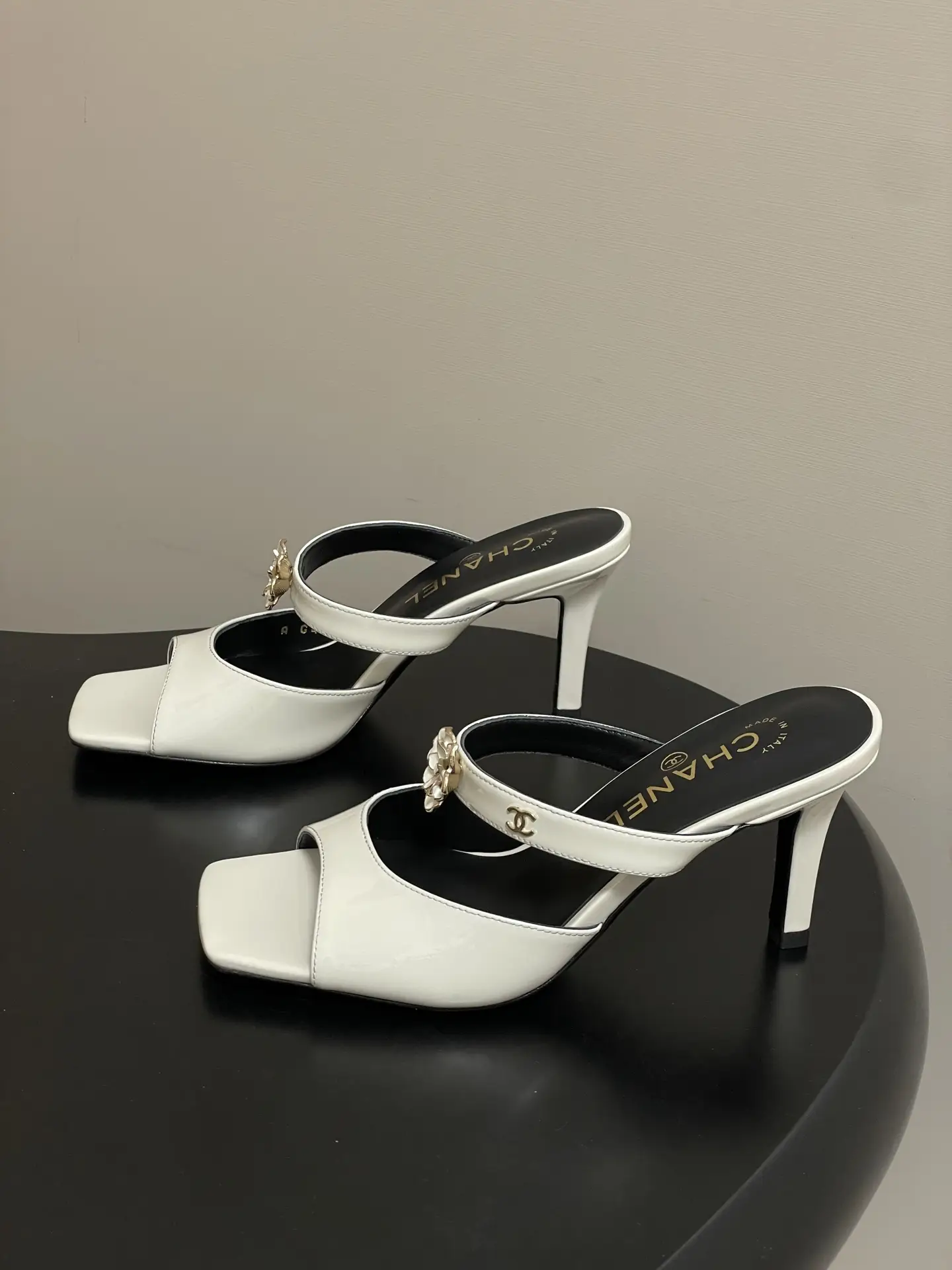 Chanel Camellia Strappy High-Heeled Sandals White