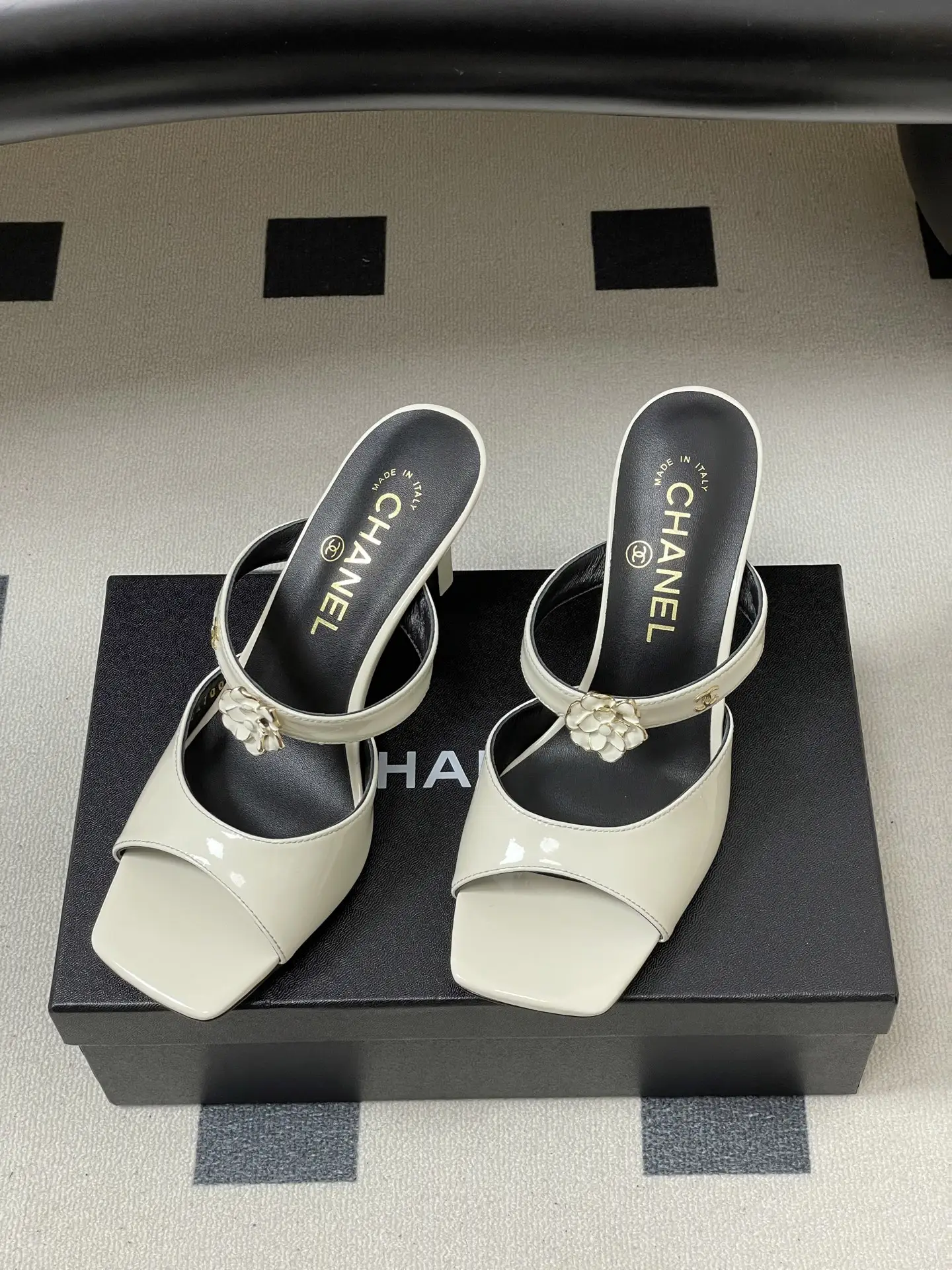 Chanel Camellia Strappy High-Heeled Sandals White