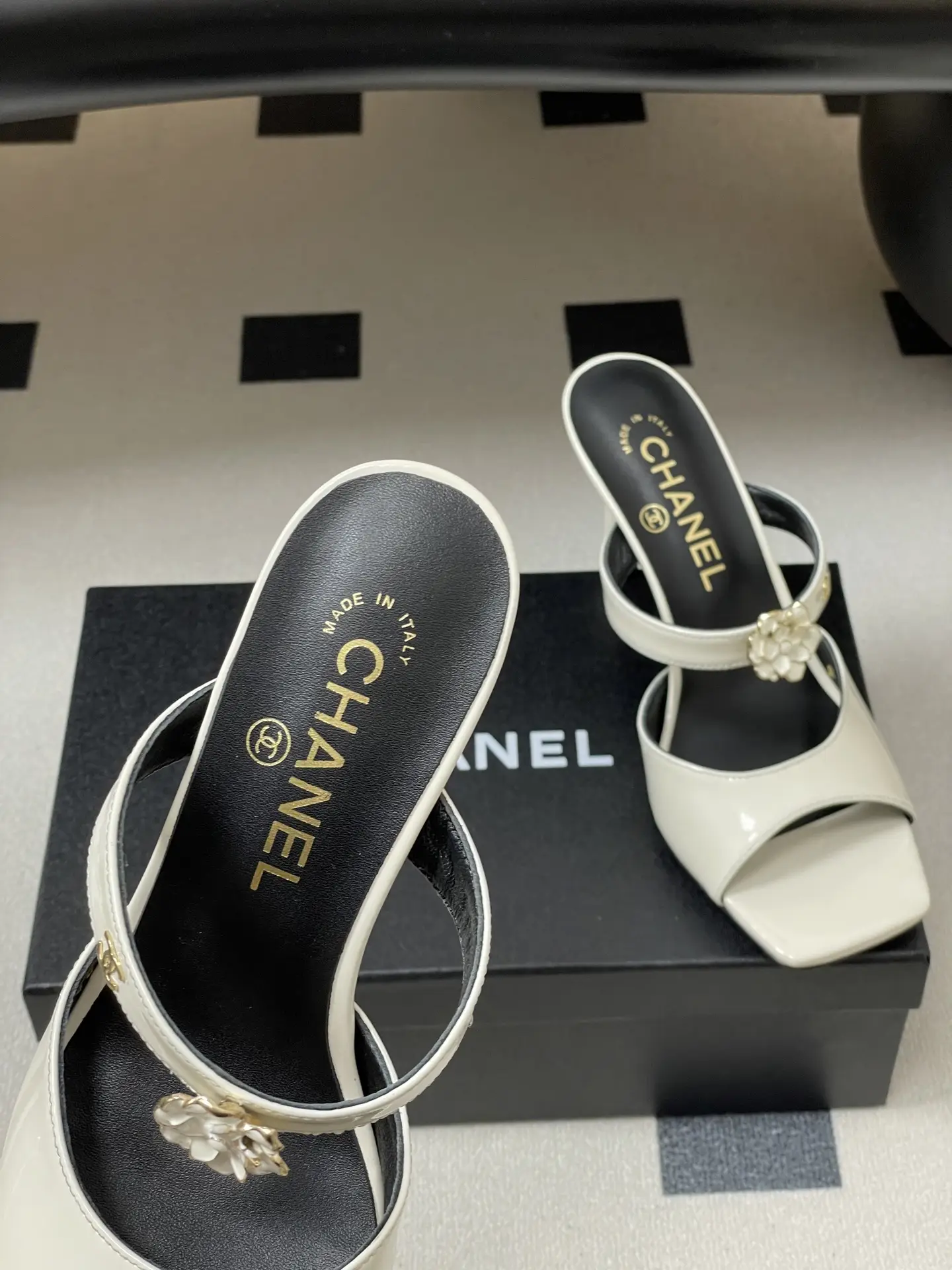 Chanel Camellia Strappy High-Heeled Sandals White