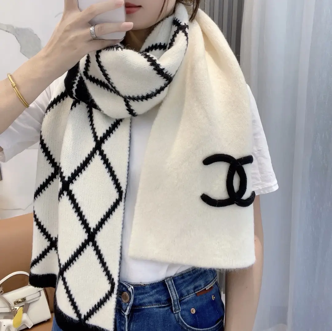 Chanel Cashmere Scarf White