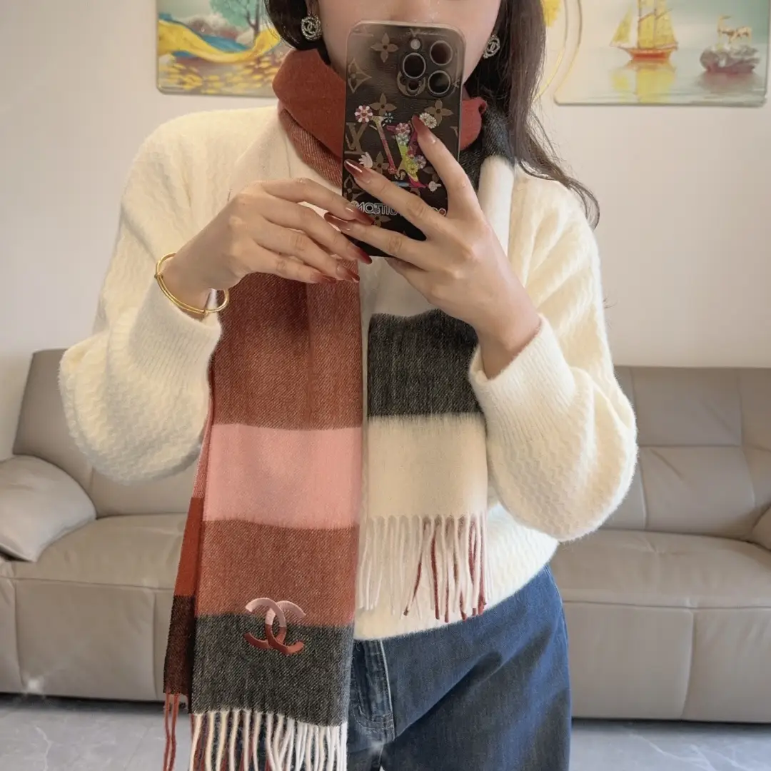 Chanel Cashmere Scarf Red