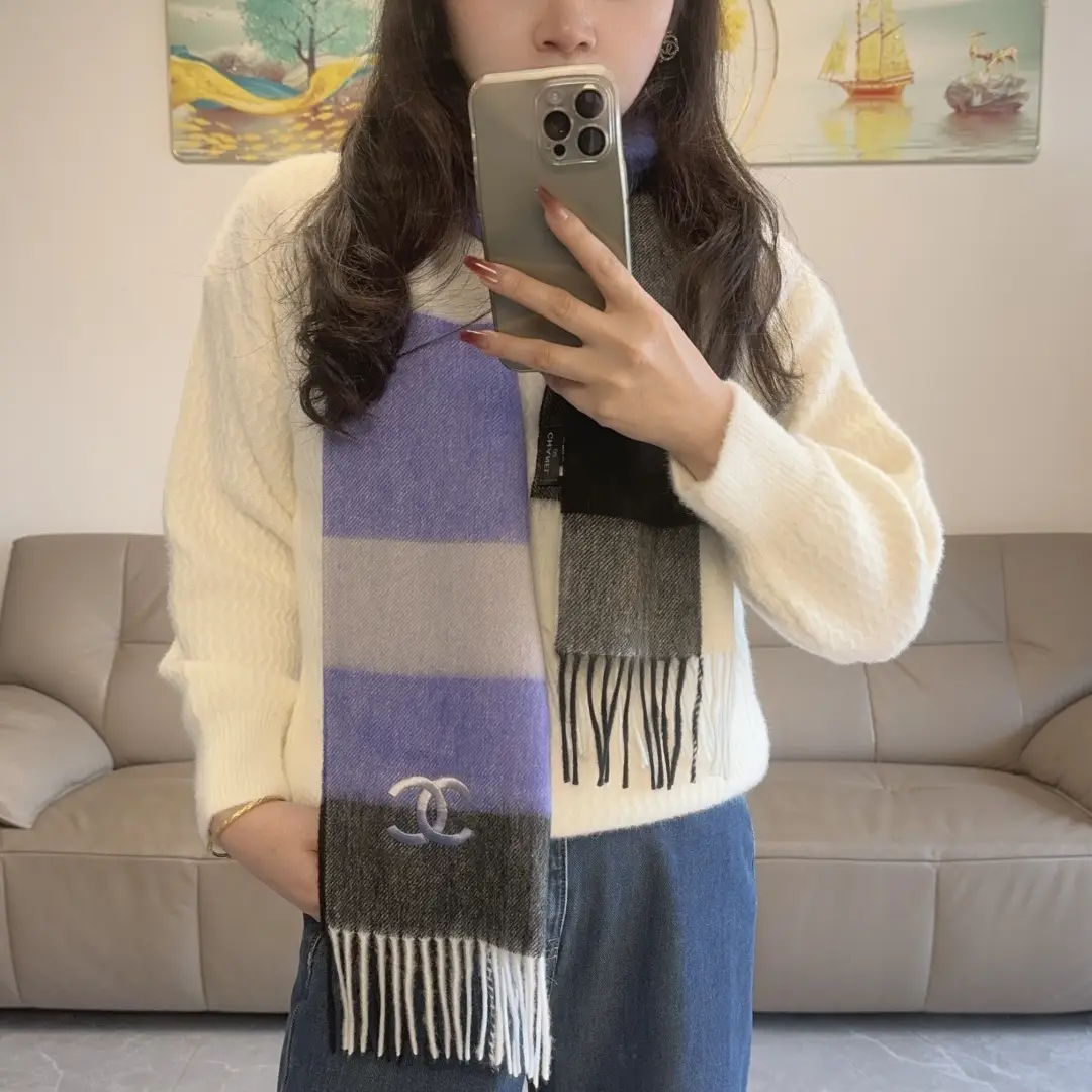 Chanel Cashmere Scarf Purple