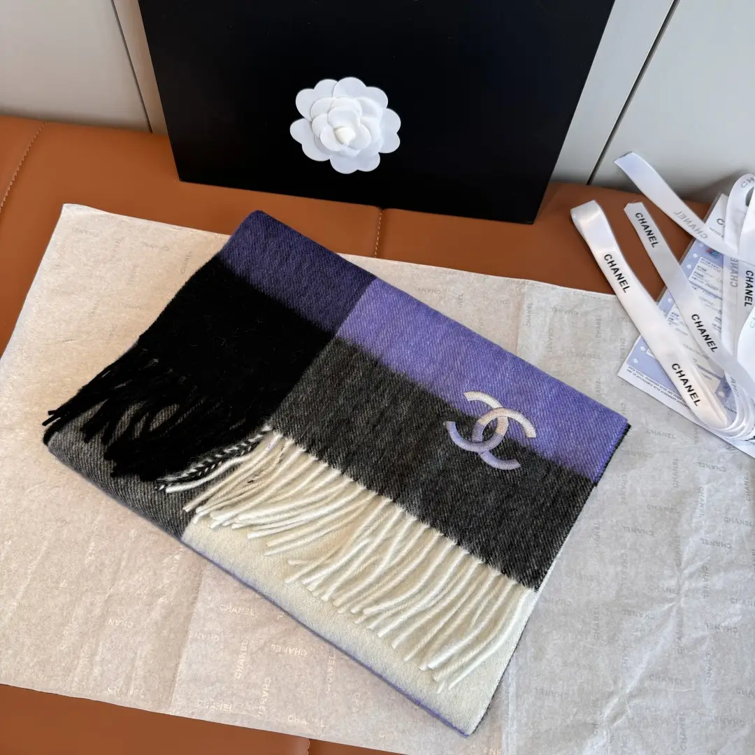 Chanel Cashmere Scarf Purple