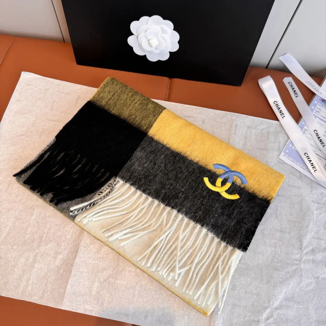 Chanel Cashmere Scarf Yellow