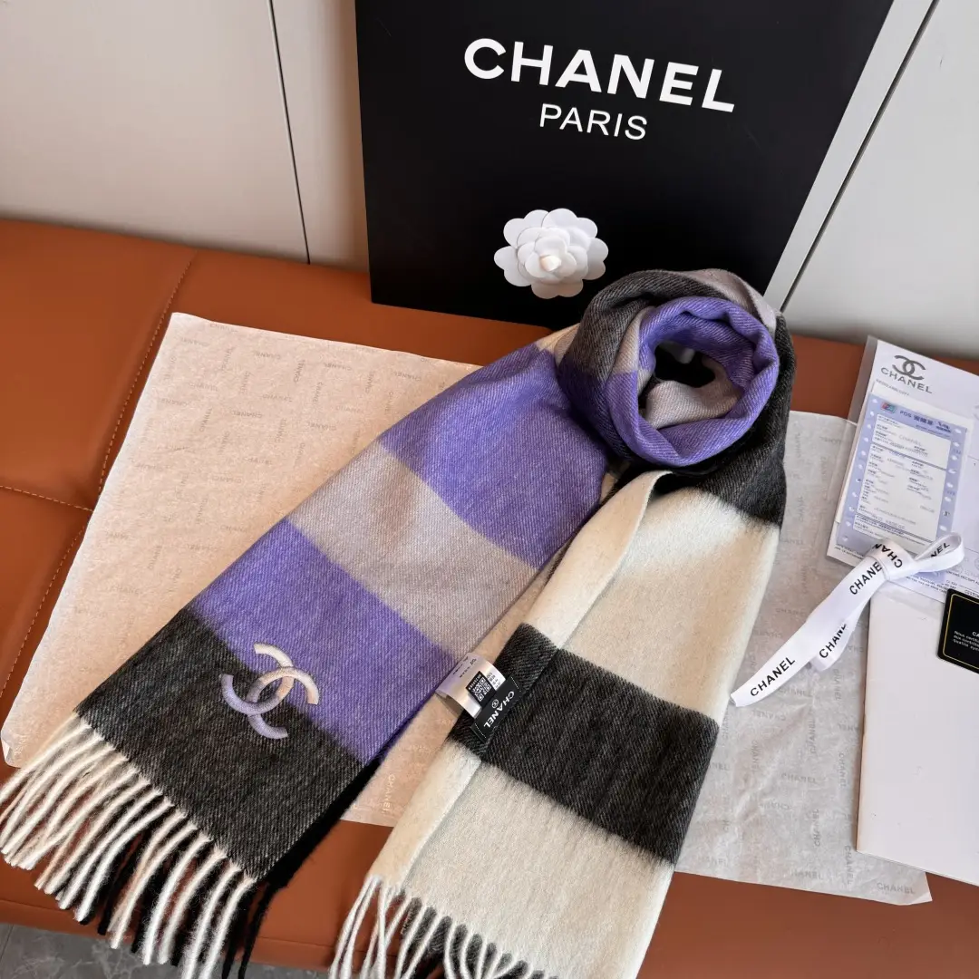 Chanel Cashmere Scarf Purple