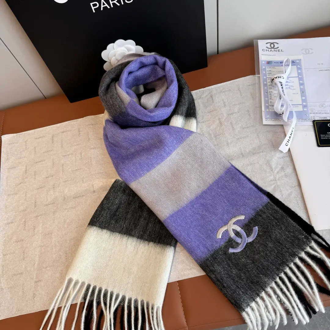 Chanel Cashmere Scarf Purple