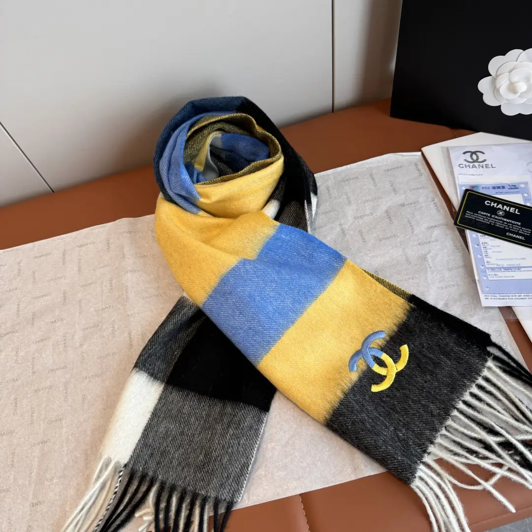 Chanel Cashmere Scarf Yellow