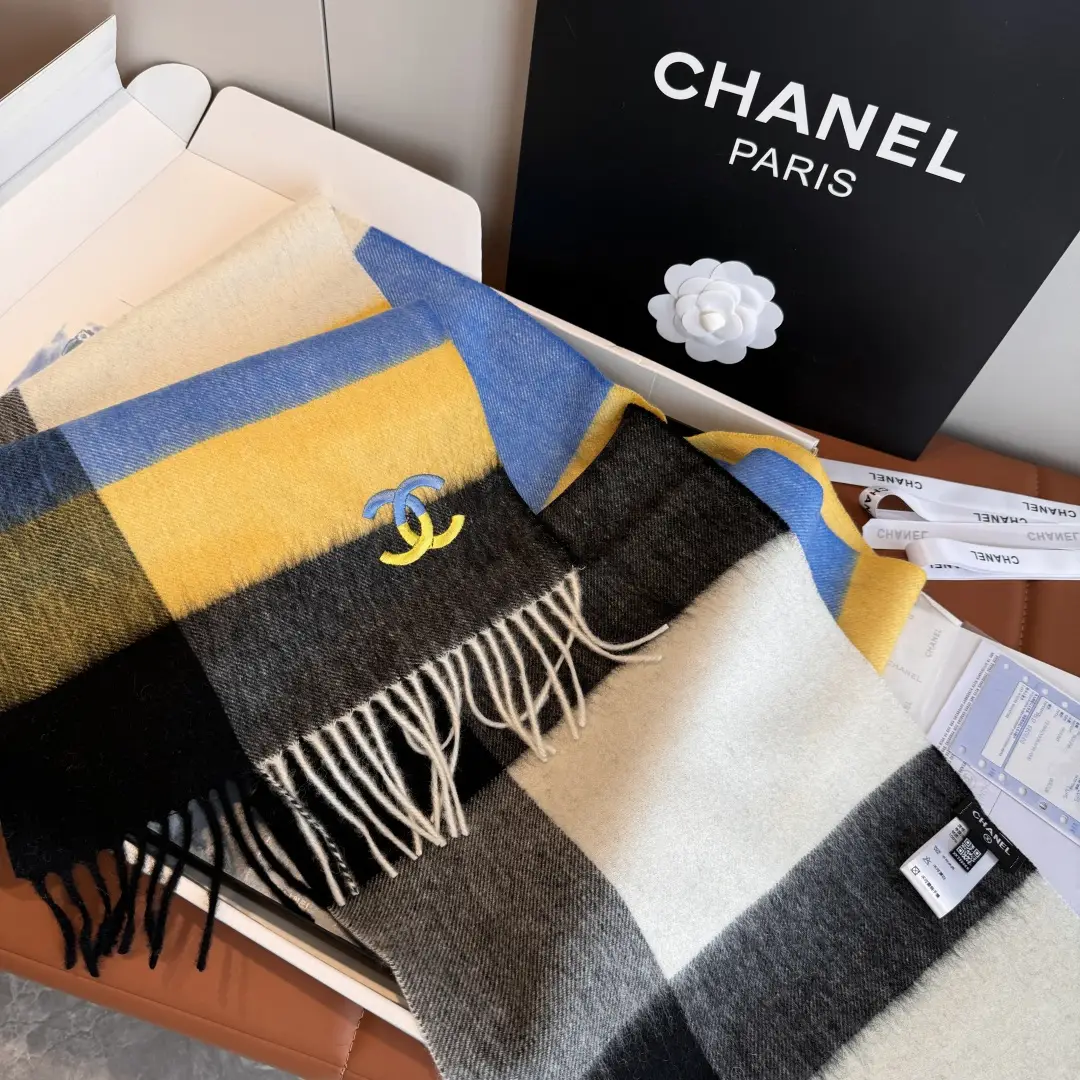 Chanel Cashmere Scarf Yellow