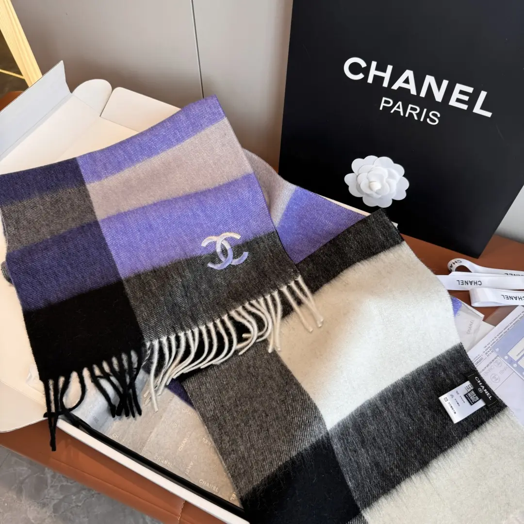 Chanel Cashmere Scarf Purple