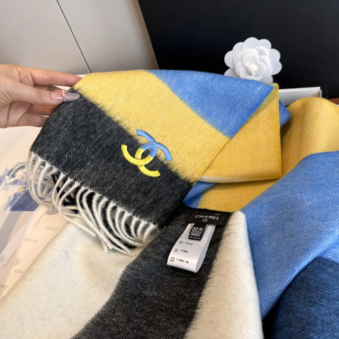 Chanel Cashmere Scarf Yellow