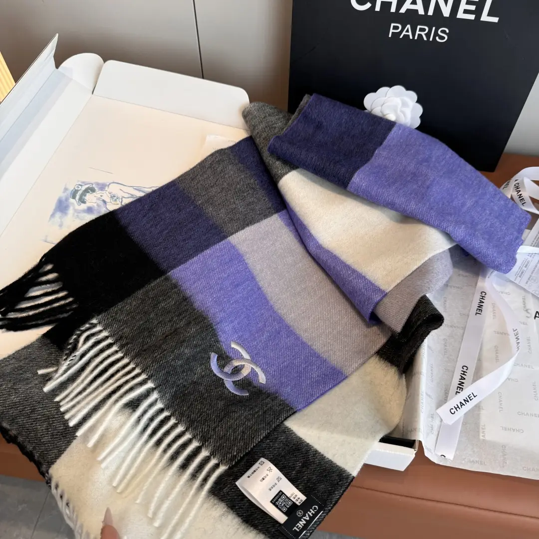 Chanel Cashmere Scarf Purple