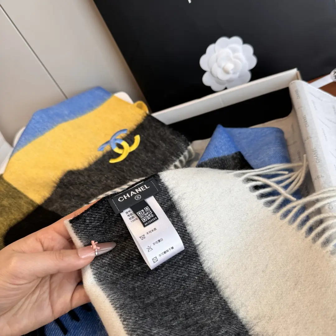 Chanel Cashmere Scarf Yellow