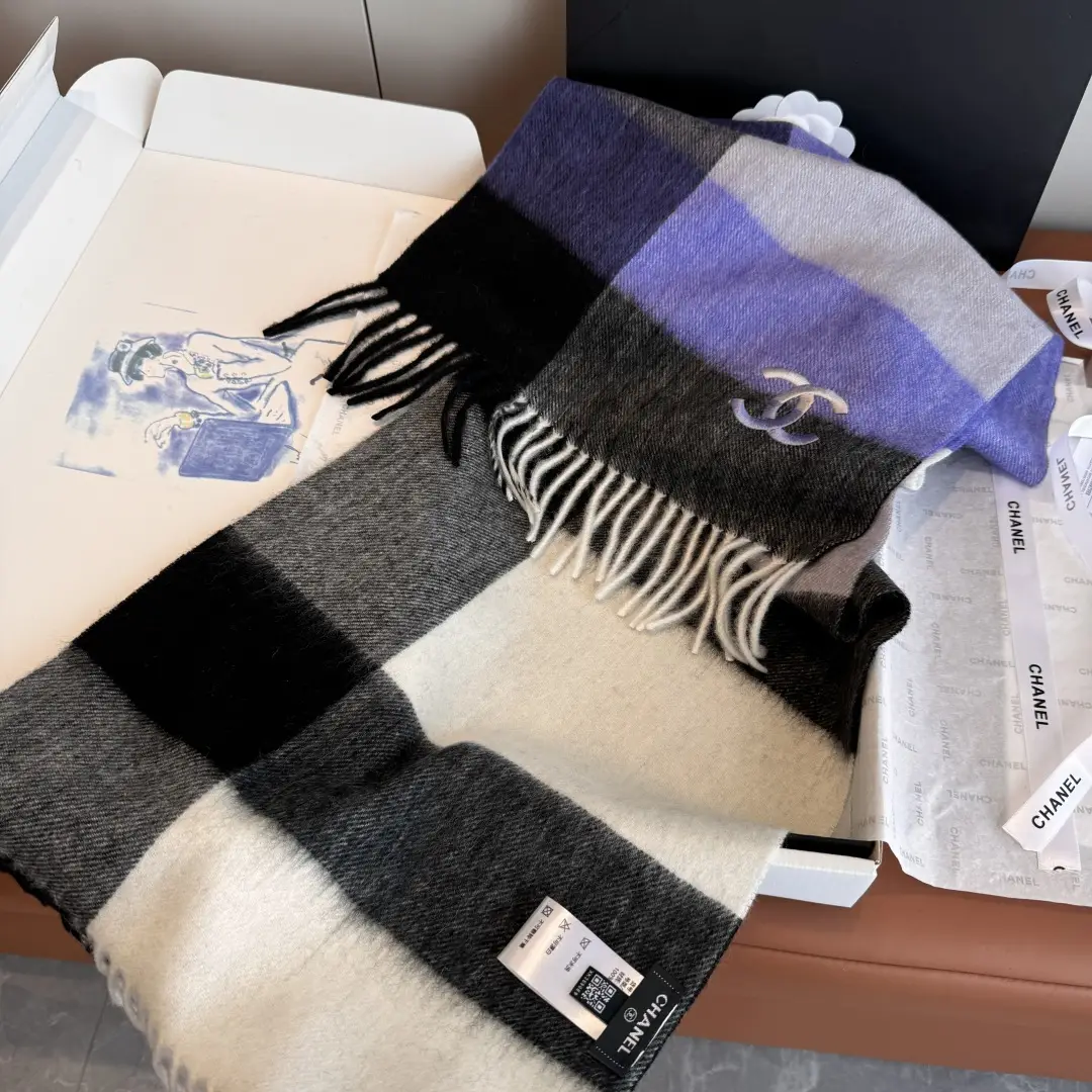 Chanel Cashmere Scarf Purple
