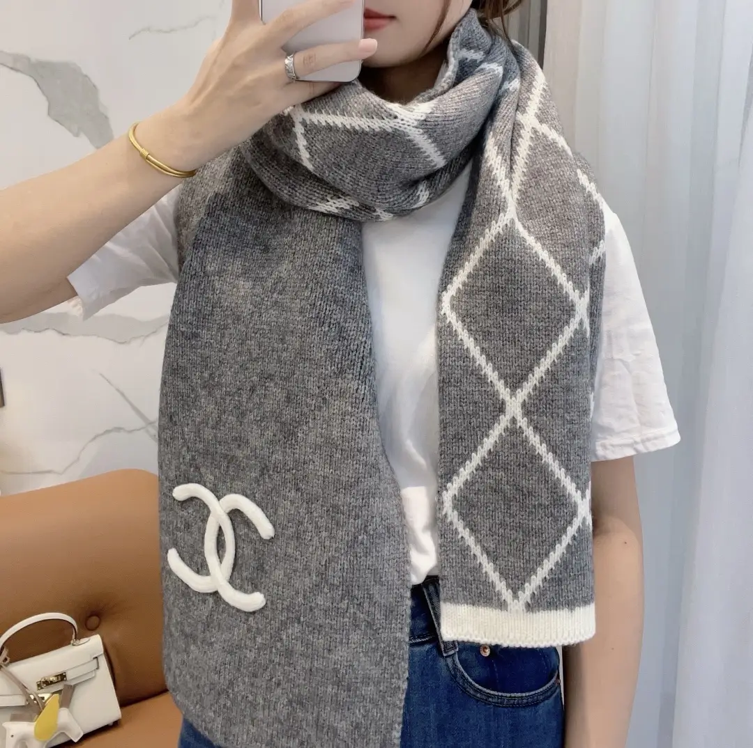 Chanel Cashmere Scarf Gray