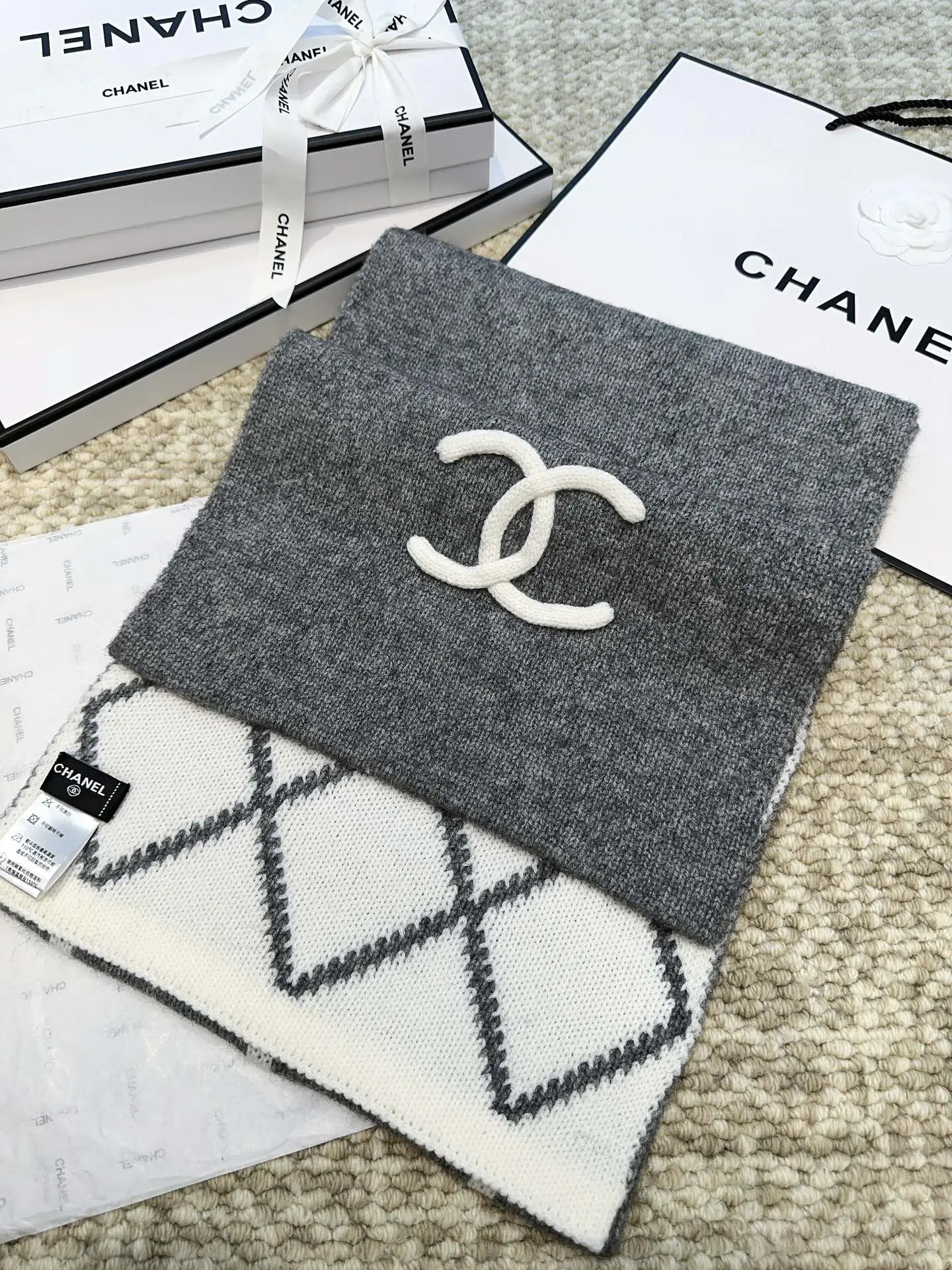 Chanel Cashmere Scarf Gray