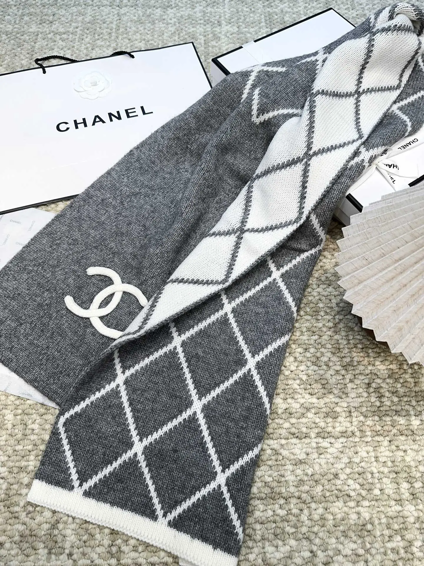 Chanel Cashmere Scarf Gray