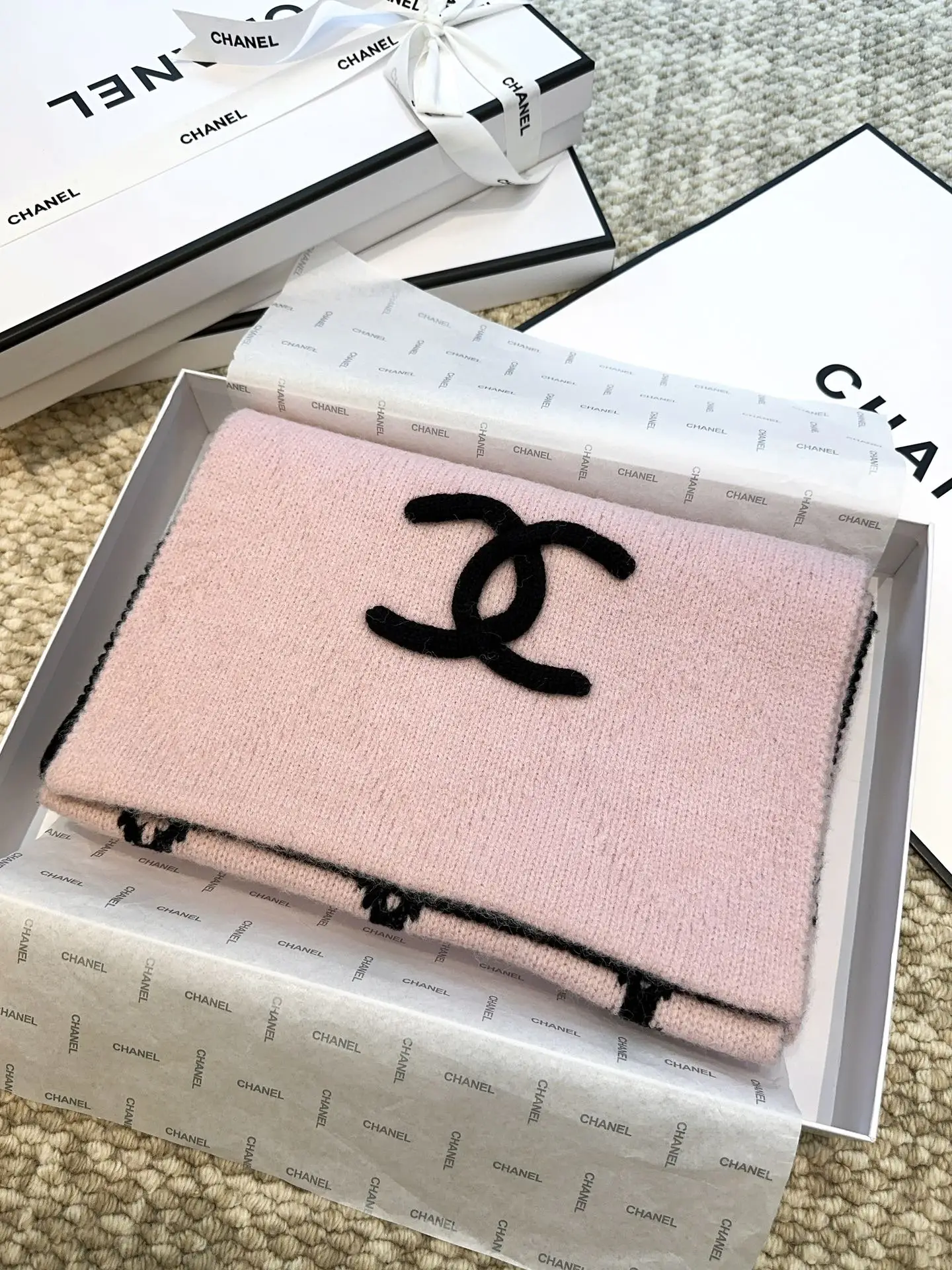Chanel Cashmere Scarf Pink