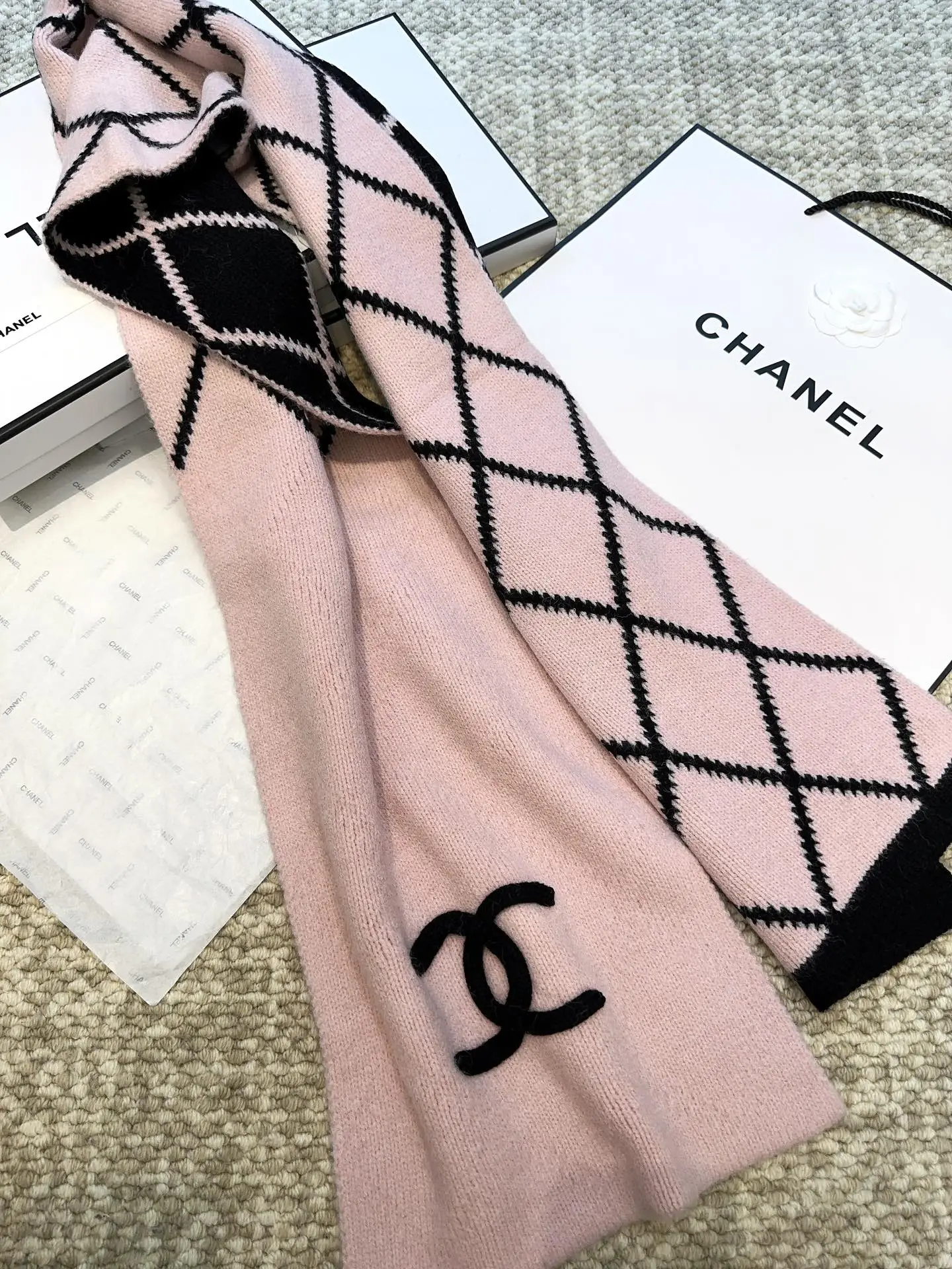 Chanel Cashmere Scarf Pink