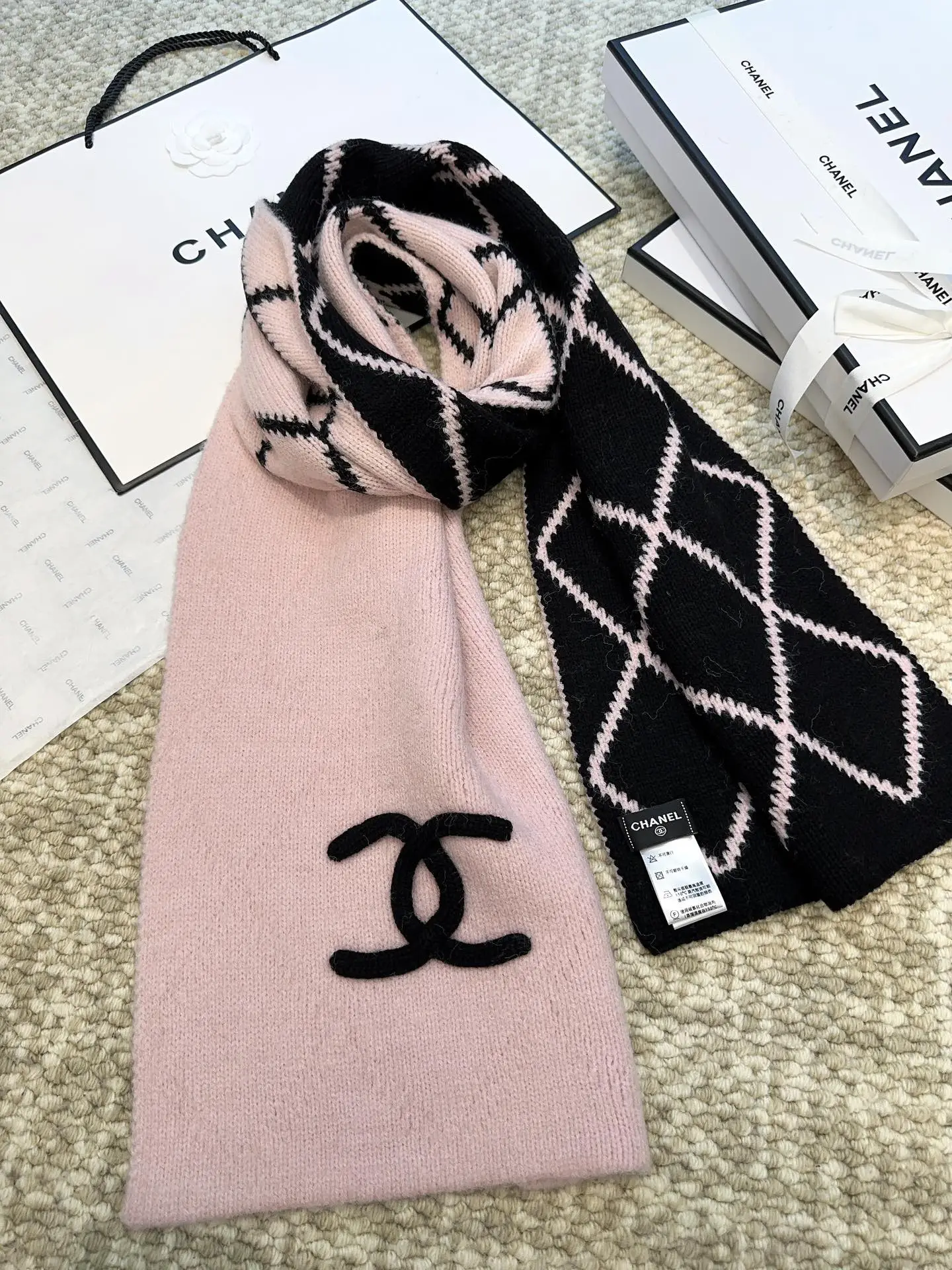 Chanel Cashmere Scarf Pink