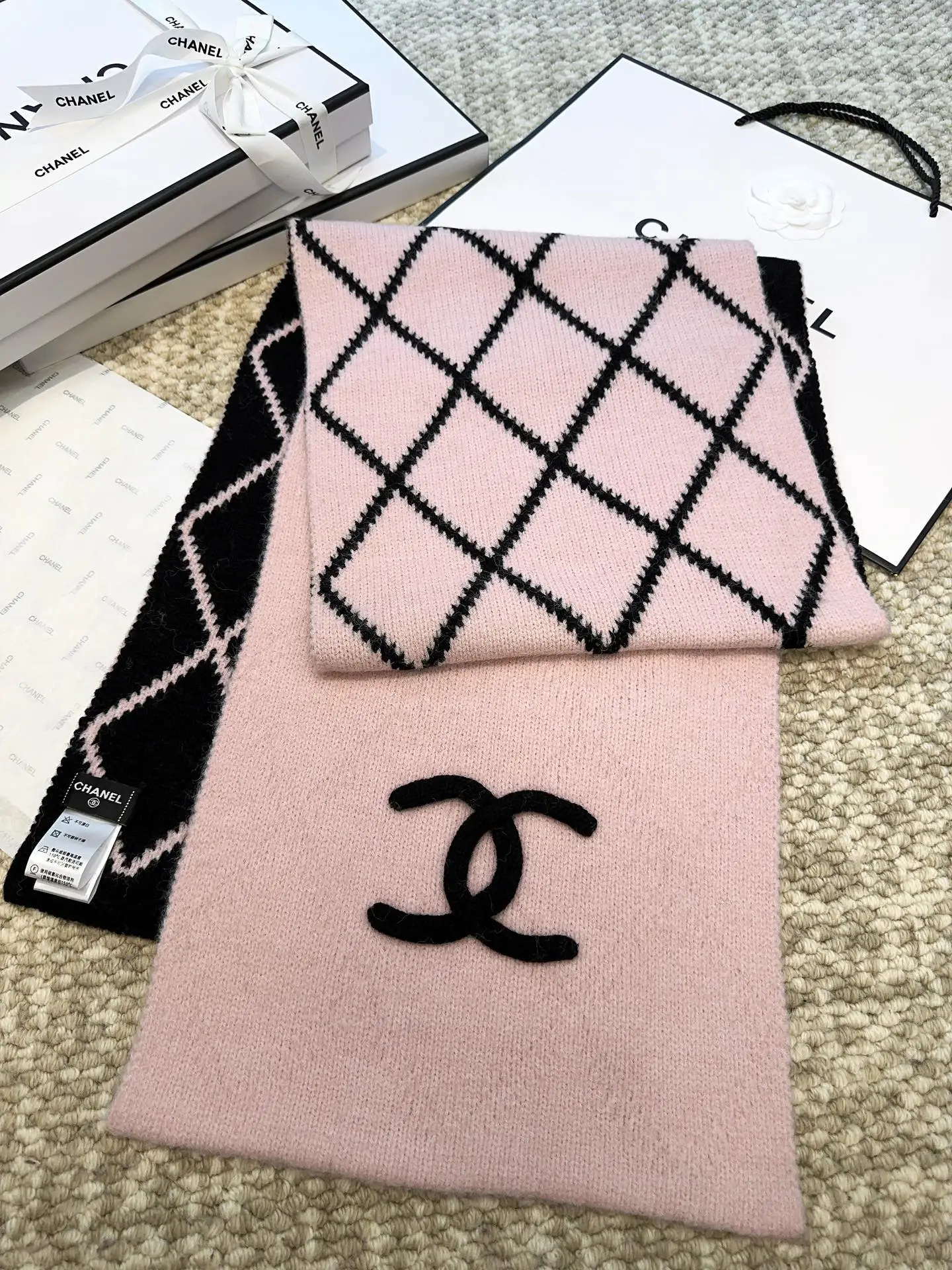 Chanel Cashmere Scarf Pink