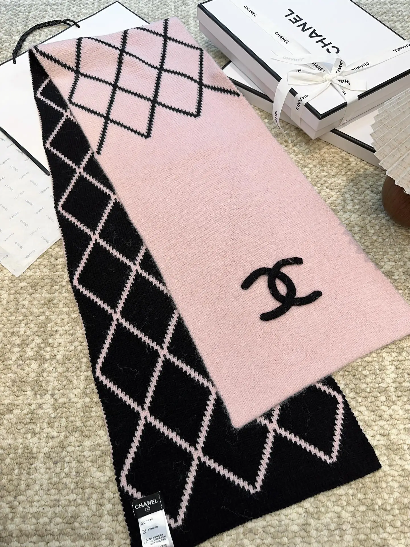 Chanel Cashmere Scarf Pink