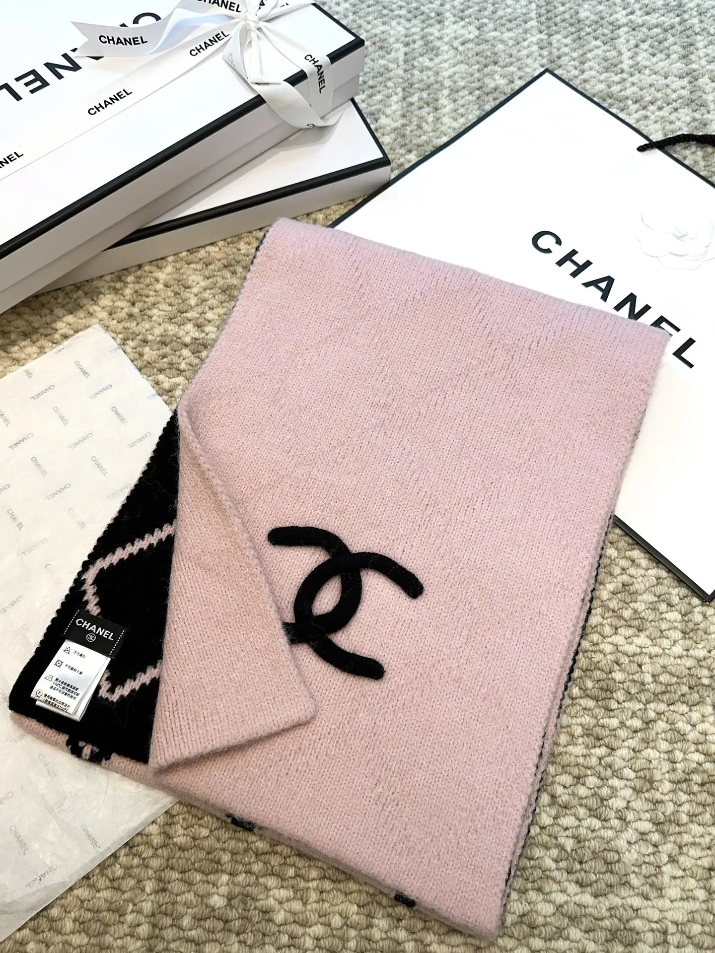 Chanel Cashmere Scarf Pink
