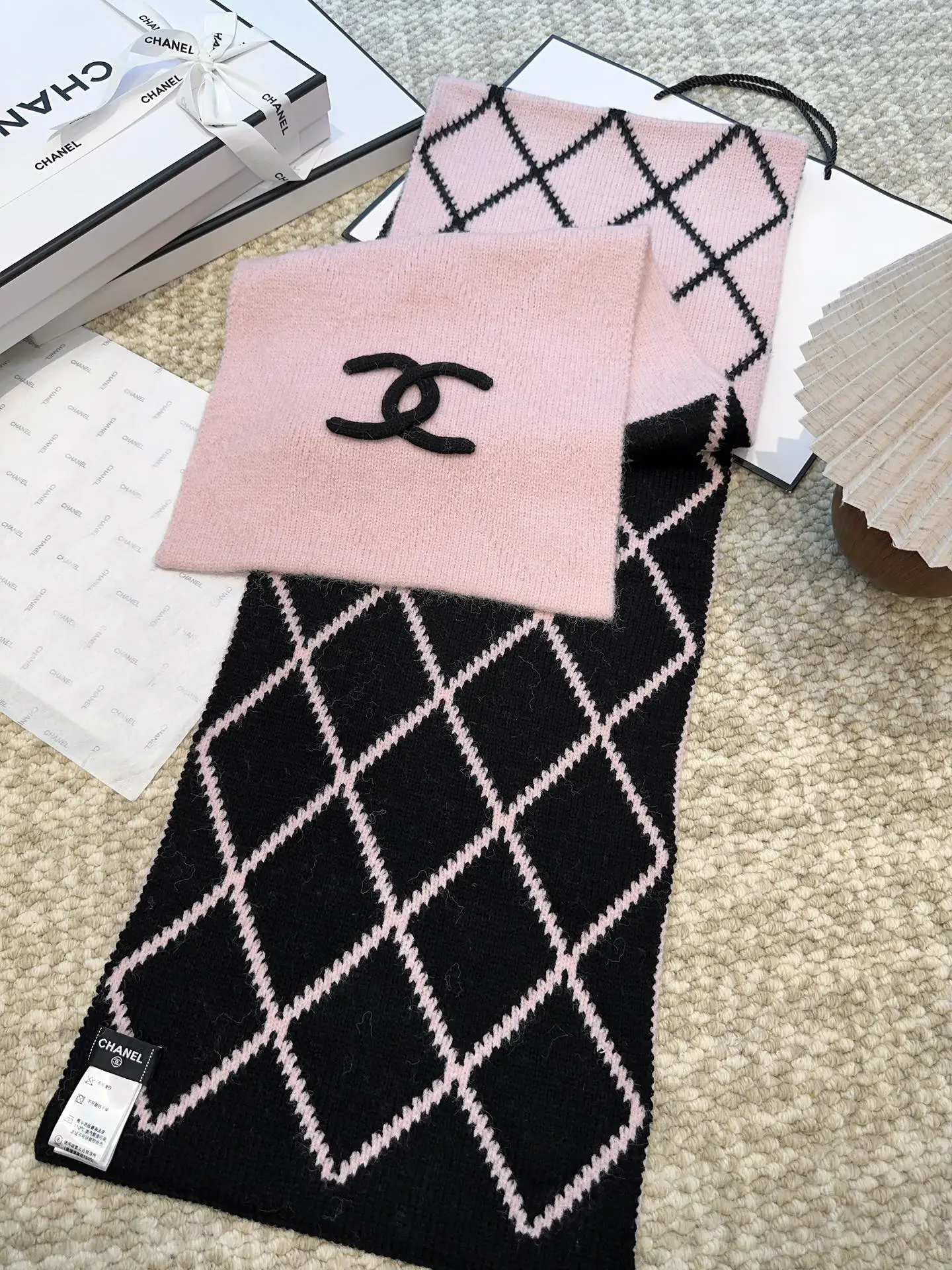 Chanel Cashmere Scarf Pink