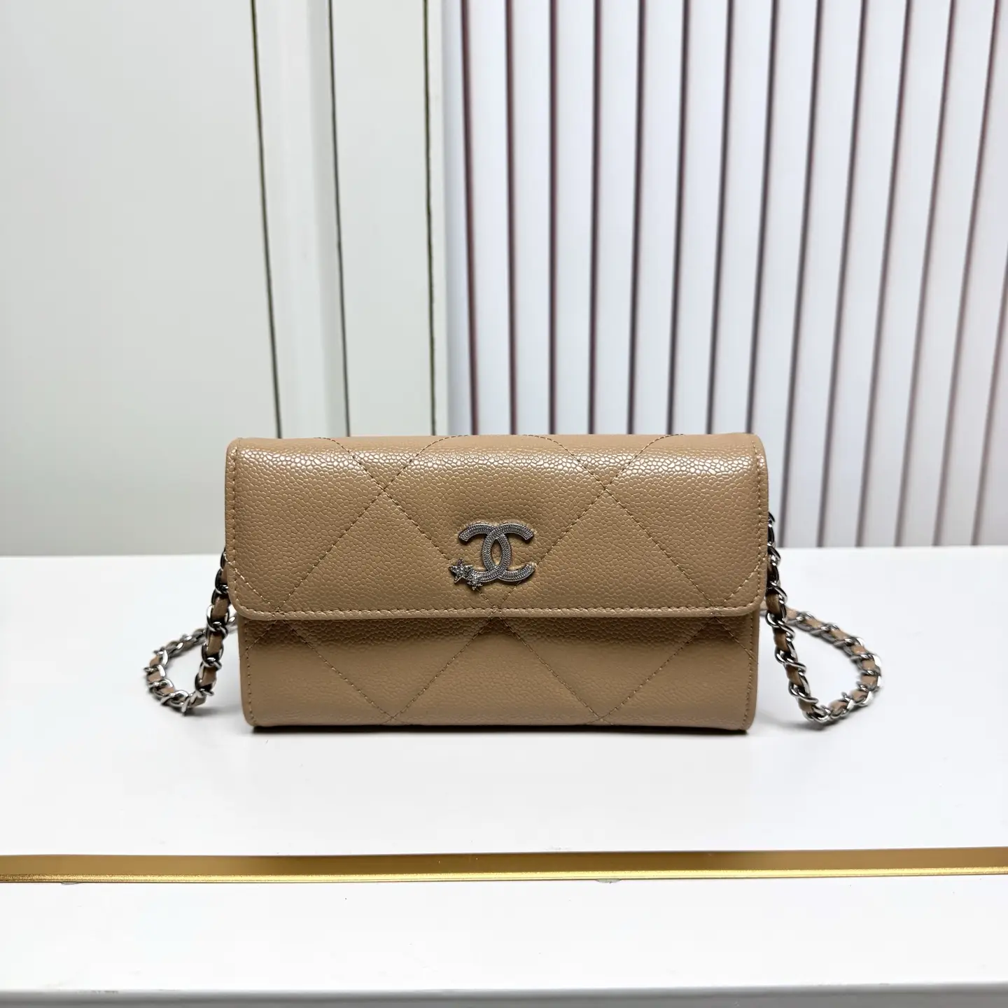 Chanel Chain Crossbody Bag Beige