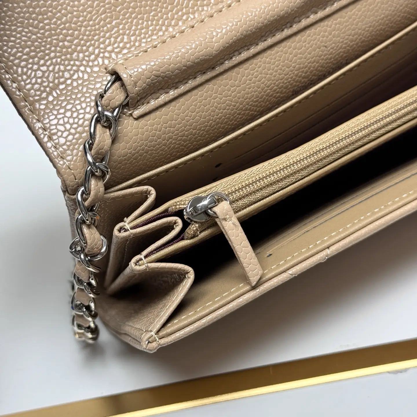 Chanel Chain Crossbody Bag Beige