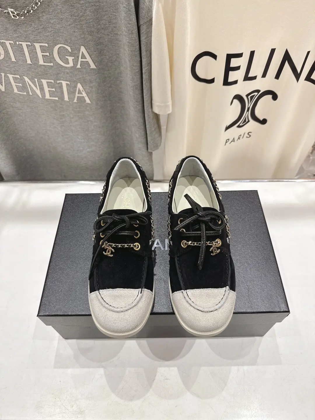 Chanel Chain Loafers Casual Shoes Black