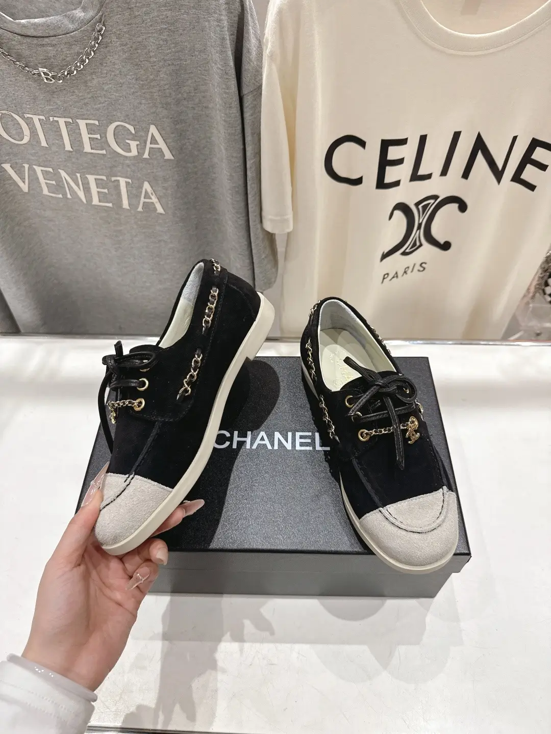 Chanel Chain Loafers Casual Shoes Black