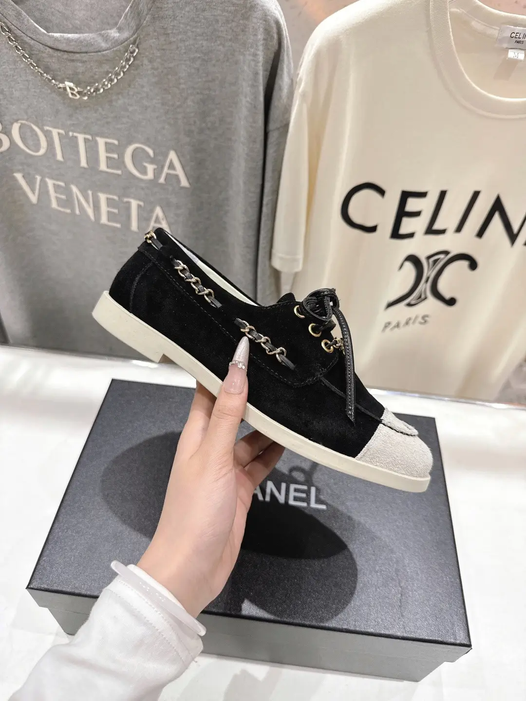 Chanel Chain Loafers Casual Shoes Black