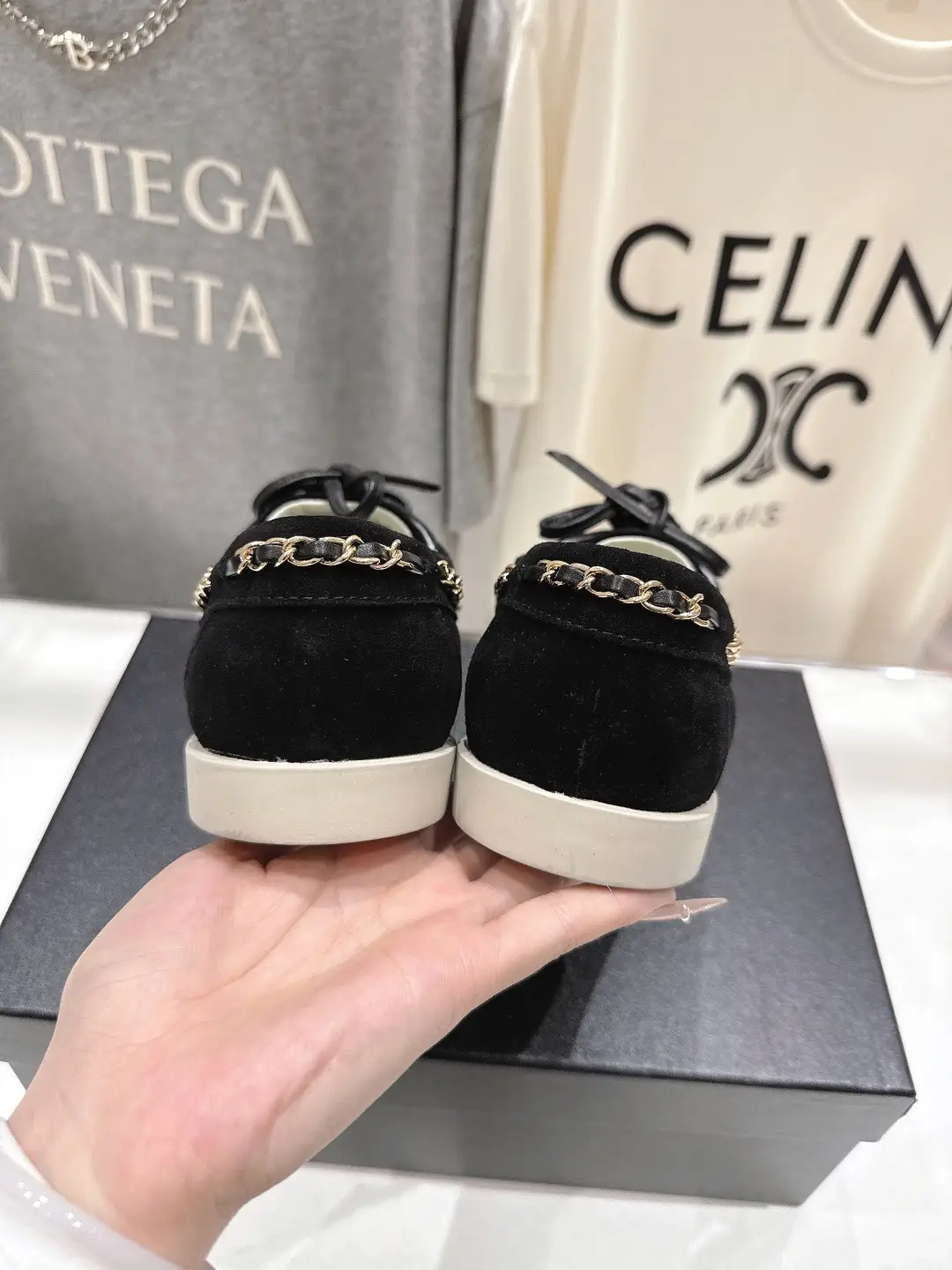 Chanel Chain Loafers Casual Shoes Black